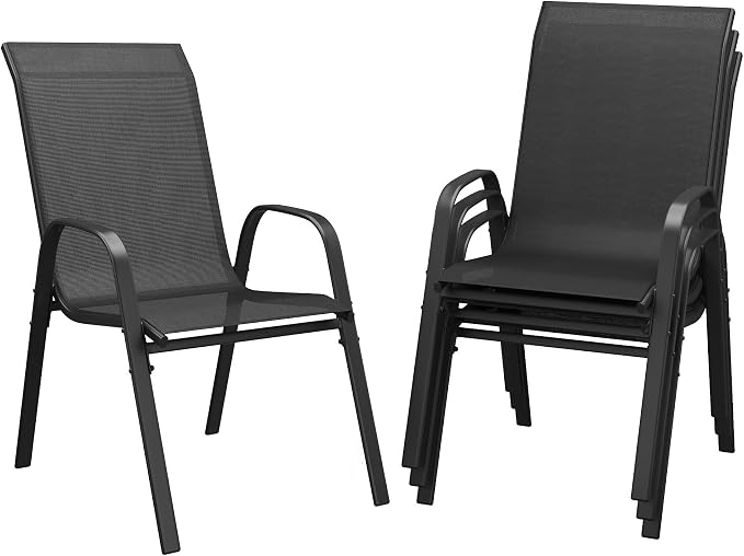 DIFY Patio Chairs Set of 4, Stackable Outdoor Dining Chairs Set by DIFY