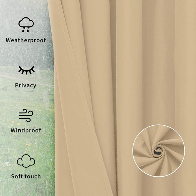 Easy-Going Outdoor Curtains for Patio 1 Panel, 54x72 inch, Weatherproof Privacy - Image 6