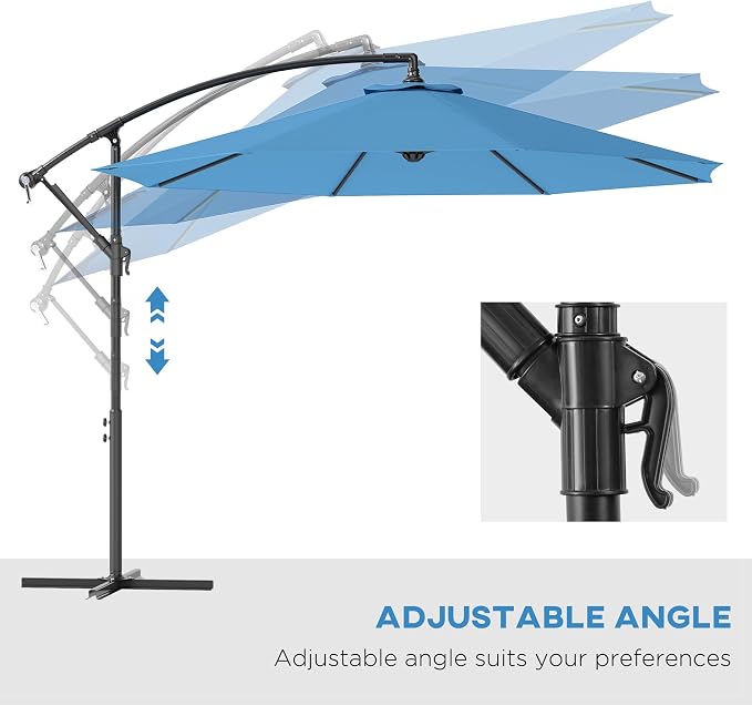 Outsunny 10' Cantilever Hanging Tilt Offset Patio Umbrella | UV & Water - Image 4