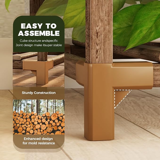 Bamworld Tall Plant Stand Indoor Wood Plant Shelf Outdoor Tiered Plant Rack | - Image 5