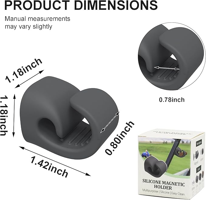 Magnetic Golf Cart Accessory 2-Pack – Silicone Multipurpose Mounts with Strong Grip for Outdoor Use (Black+Gray)