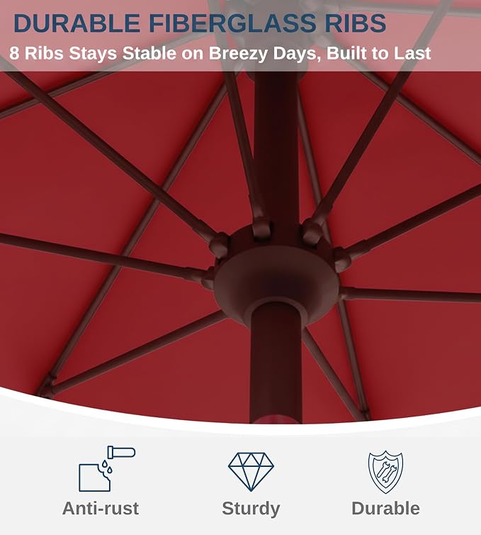 9FT Auto-Tilt Patio Umbrella|Outdoor Market Table Umbrella - Image 5