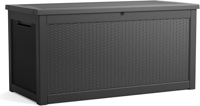 PatioZen 260 Gallon Resin Deck Box, Lockable Patio Outdoor Storage Box - Image 6
