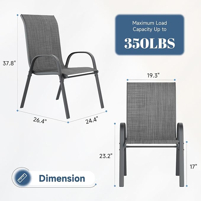 Amopatio Patio Chairs Set of 4, Breathable Garden Outdoor Furniture - Image 3