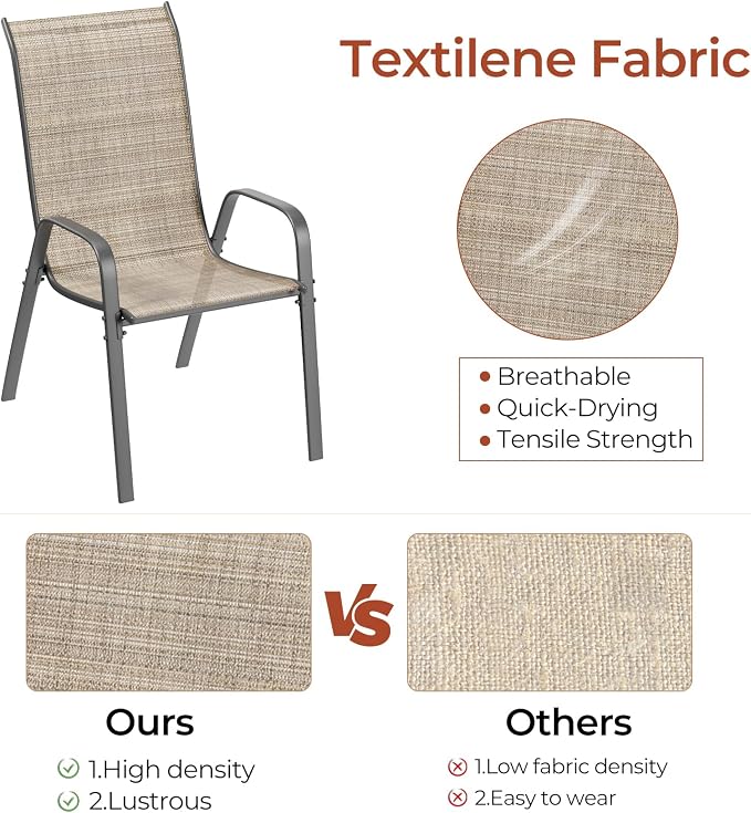 TLSUNNY Patio Chair, Outdoor Stackable Textilene Chairs Set of 4, - Image 5