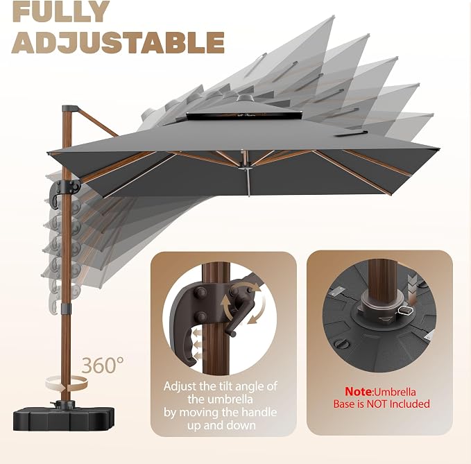 10x13FT Cantilever Outdoor Patio Umbrellas - Image 7