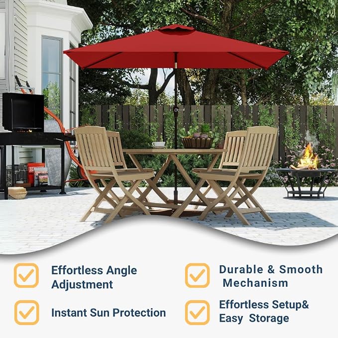 6.5' x 10' Rectangular Patio Umbrella Large Outdoor Market Umbrella w/UV - Image 2