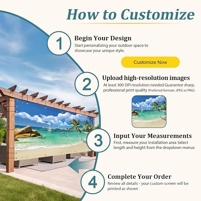 Shade&Beyond Custom Design Patio & Gazebo Backdrop Screen, Full-Color Printed - Image 5