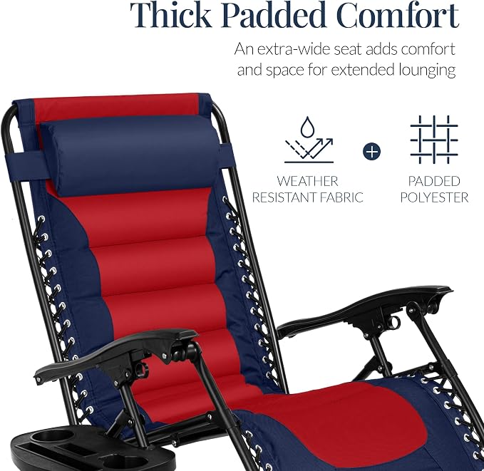 Best Choice Products Oversized Padded Zero Gravity Chair, Folding Outdoor Patio - Image 4