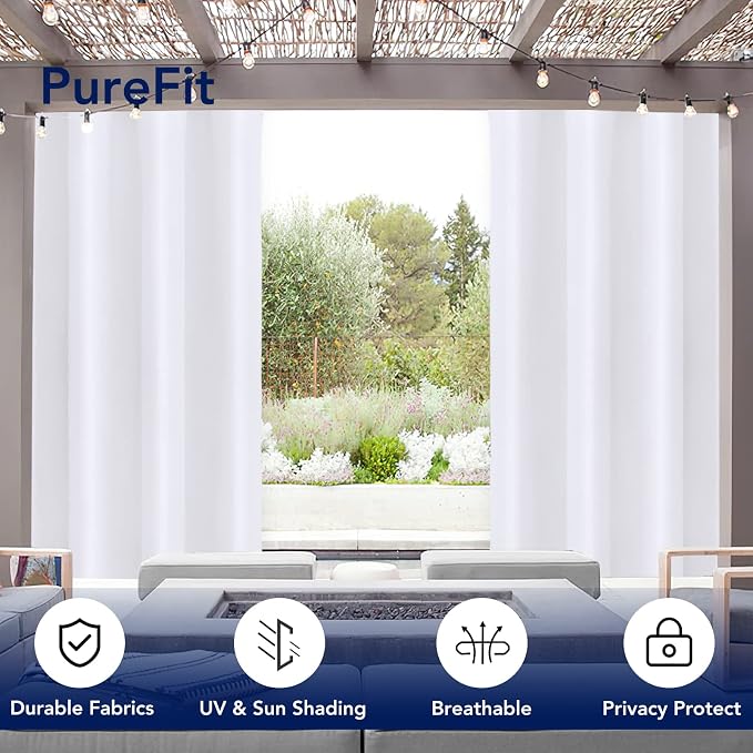 PureFit Outdoor Curtains for Patio Waterproof Weatherproof Outside Curtains | - Image 3