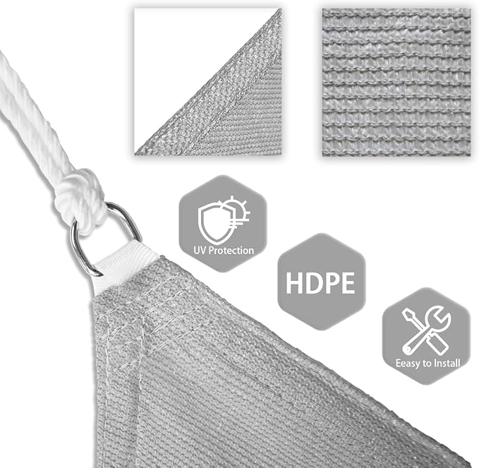 Patio Paradise 10' x 10' x 10' Sun Shade Sail Triangle Canopy Shade Cloth - Image 3