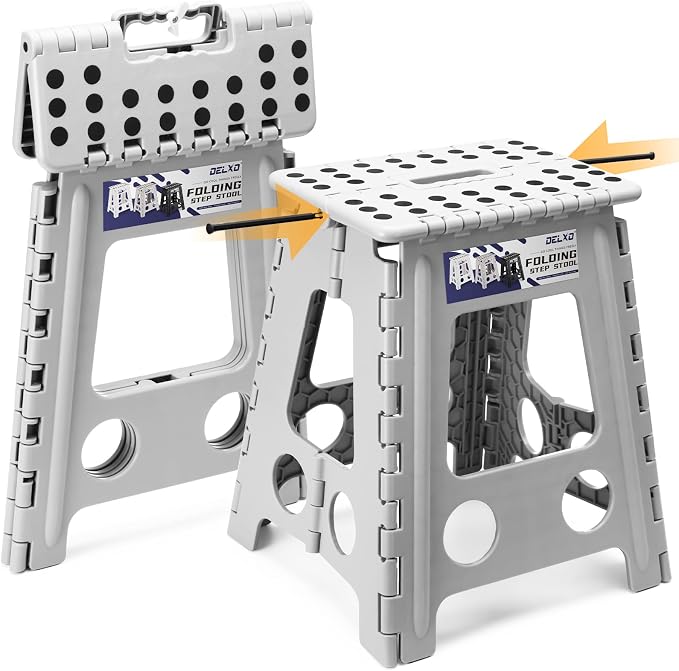 Delxo 16 Inch Folding Step Stool, Foldable Step Stool by Delxo