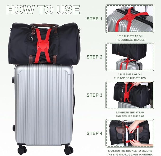 Adjustable Luggage Straps, Suitcase Elastic Strap Bag Bungee with Buckles Travel Accessories - Fitting for(Travel/Add A Bag/Securing Luggage), 27-66 Inch & 2Pcs & Dark Blue