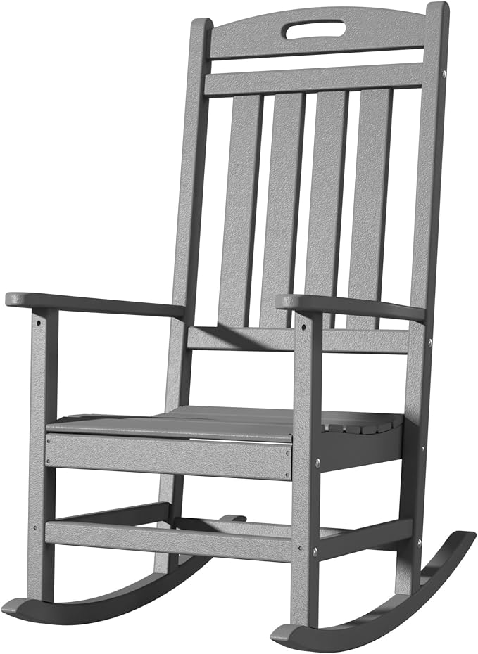 Outdoor Rocking Chair, All-Weather Resistant Poly Lumber Rocker Chair Outdoor by Adiromoti
