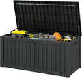 Outdoor Storage Box, 155 Gallon Resin Deck Boxes Outdoor Waterproof by WTFGO