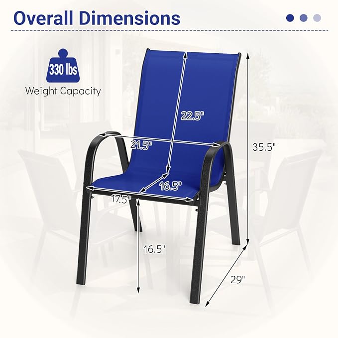 Tangkula Stackable Patio Dining Chairs Set of 4, Outdoor Armchairs - Image 3