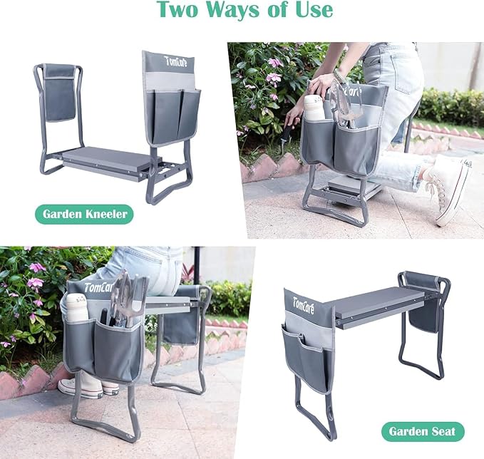 TomCare Garden Kneeler and Seat, Sturdy Garden Bench, Foldable Garden Stool | - Image 3