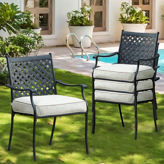 Patio Dining Chairs Stackable Outdoor Chairs Dining Furniture Set of 4 by PatioFestival