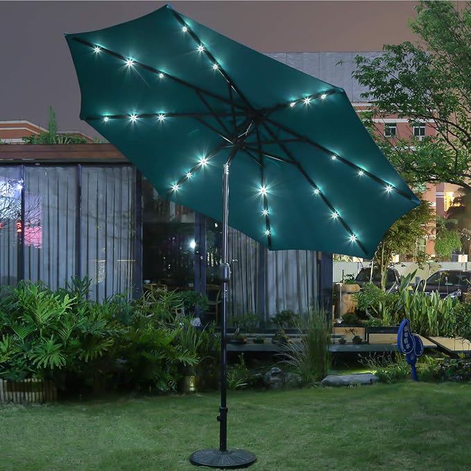 Sunnyglade 9' Solar LED Patio Umbrella, 8 Ribs, Tilt & Crank | 9Ft Patio - Image 6