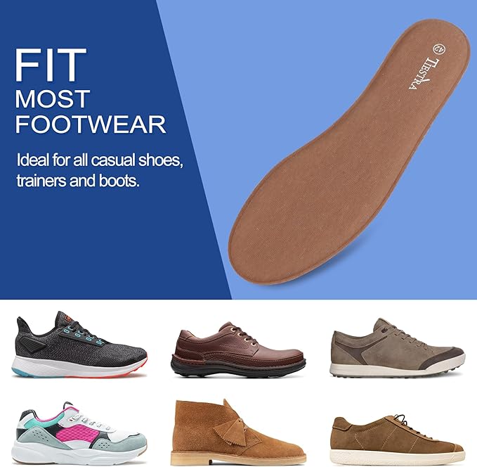 2 Pair -Shoe Inserts for Mens Memory Foam Insoles,Replacement Insoles for Work Boots Running Shoes, Cushion Shock Absorbing for Foot Pain Relief, Comfort Breathable Inner Soles Brown 45EU,US12