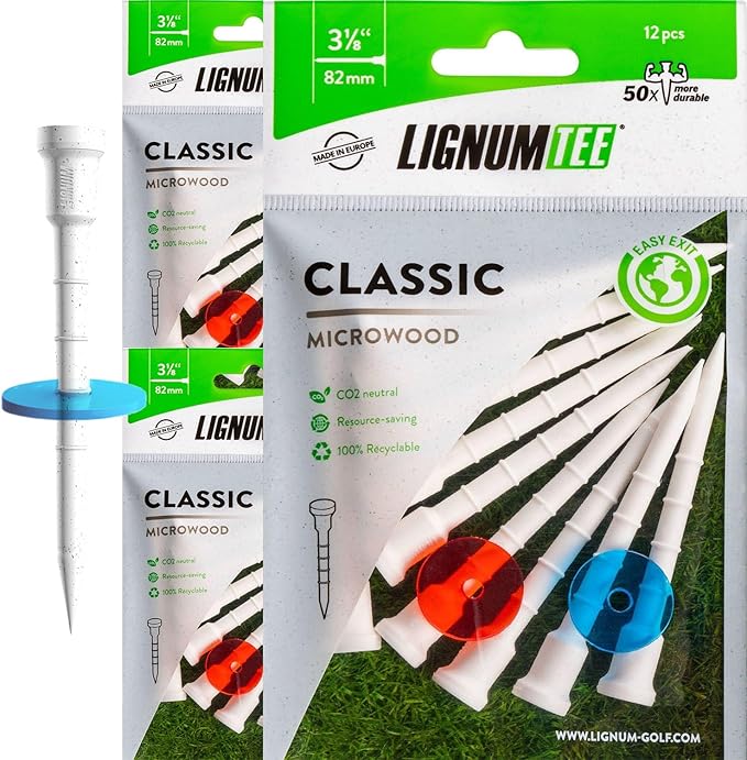 LIGNUM Unbreakable Microwood Golf Tees 50x More Durable/Adjustable Golf Tee/Innovative Wood Fiber and Natural Adhesives/Golf Tee, Golf Tees, Tees Golf, Golf Ball Tees/Pack of 3