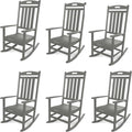 Outdoor Rocking Chair Set of 6, All-Weather Resistant Poly Lumber Rocker Chair by Adiromoti