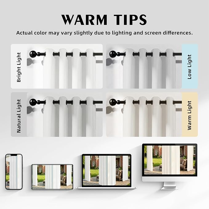 Set of 4 Outdoor Curtains for Patio Waterproof, Breathable Grommet Panels for - Image 5