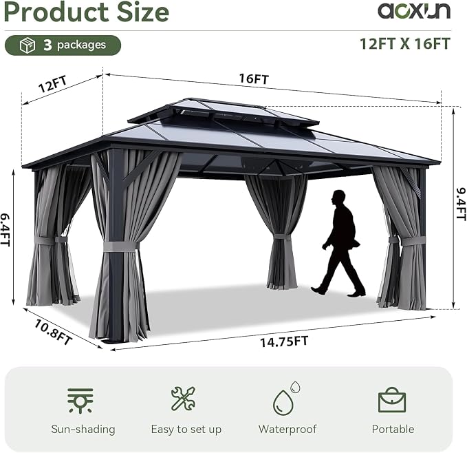 Aoxun 12'x16' Hardtop Gazebo - Image 2