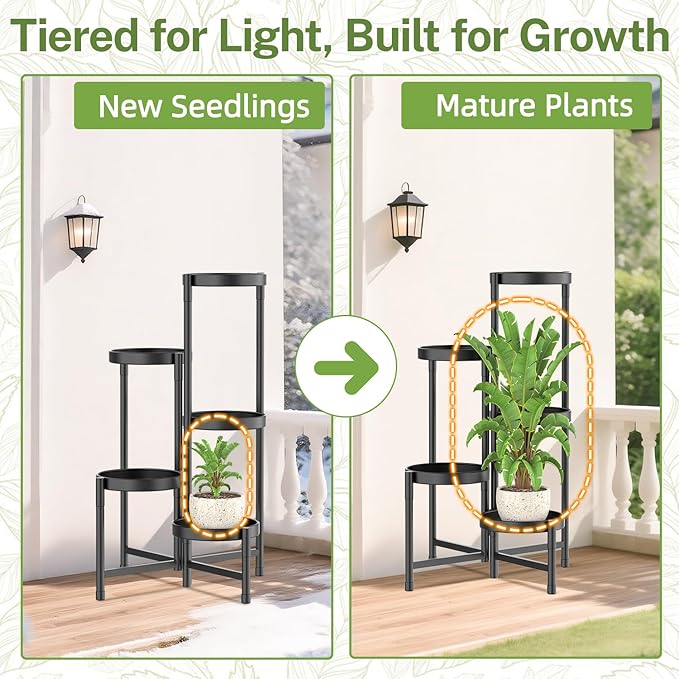iDavosic.ly Plant Stand Indoor Outdoor, 5 Tier Metal Corner Shelf, Folding - Image 7