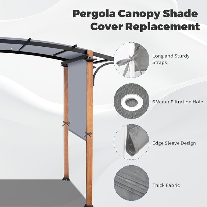 17' x 6.8' Waterproof Pergola Canopy Replacement Cover, Light Gray | Waterproof - Image 5