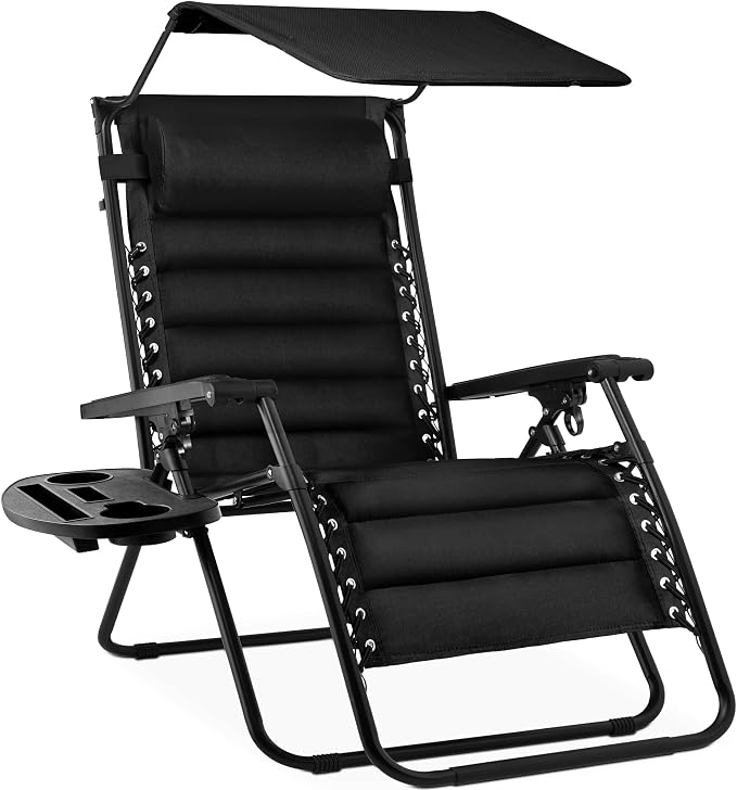Best Choice Products Oversized Padded Zero Gravity Chair w/Canopy Headrest Cup by Unknown