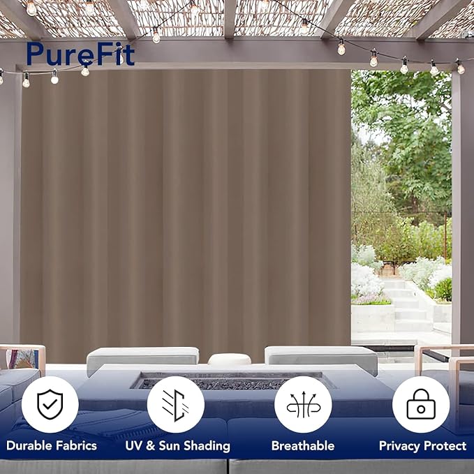 PureFit Outdoor Curtains for Patio Waterproof Weatherproof Outside Curtains | - Image 3