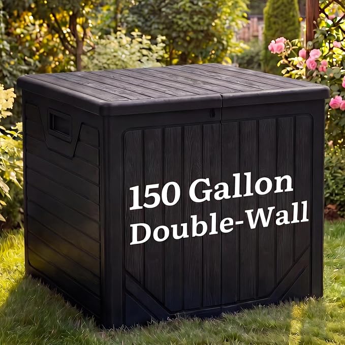 YITAHOME 150 Gallon Large Outdoor Storage Box w/Double Wall | Waterproof Deck by YITAHOME