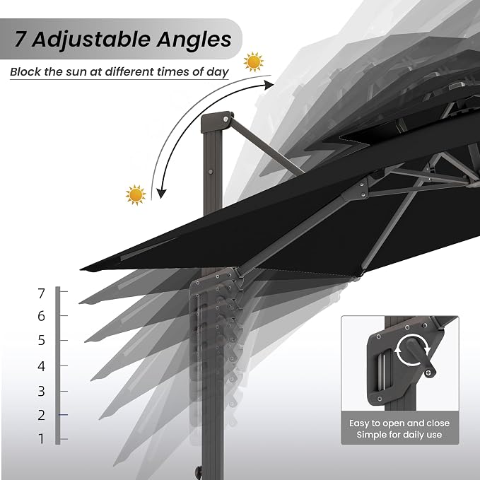 10 X 13 FT Cantilever Patio Outdoor Umbrella, Heavy Duty Aluminum Frame - Image 7