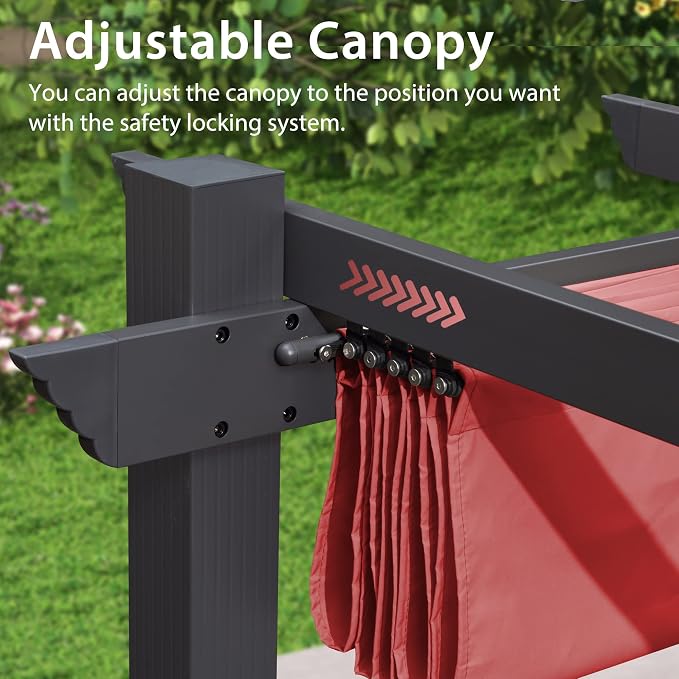 PURPLE LEAF Outdoor Pergola 12' X 18' Retractable Canopy Aluminum, Terra | - Image 9