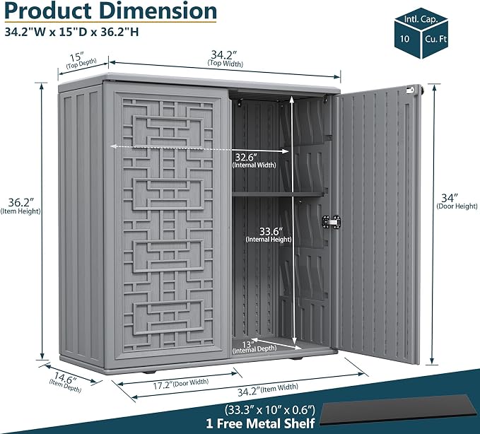 HOMSPARK Indoor/Outdoor Storage Cabinet - Image 3
