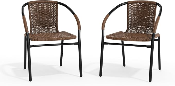 Flash Furniture Lila Modern Rattan Indoor/Outdoor Stackable Dining Chairs - Image 12