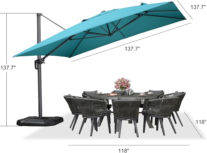 PURPLE LEAF Patio 11.5' x 11.5' Telescopic Umbrella - Image 9