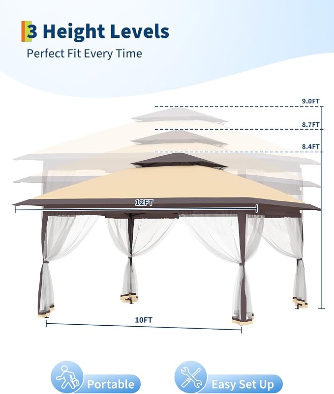 Garvee 12x12FT Pop Up Gazebo - Image 3