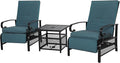 Incbruce 3 Pieces Outdoor Lounge Recliner Set, 2 Adjustable Metal Recliner Sofa by Incbruce