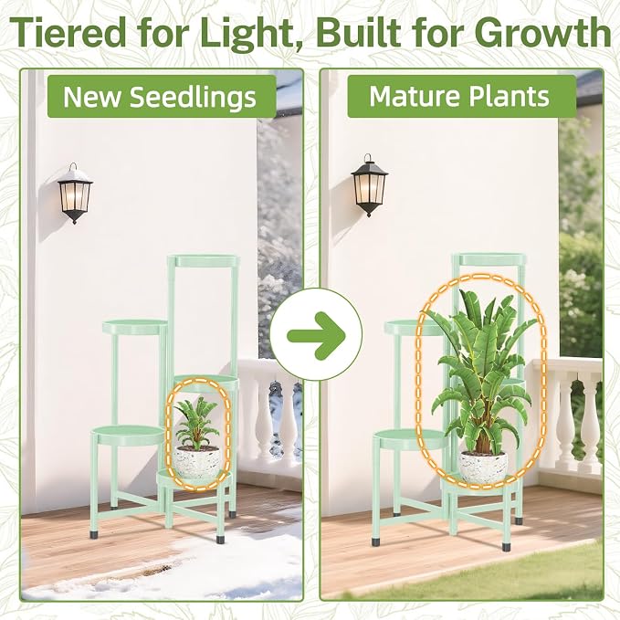 iDavosic.ly Plant Stand Indoor Outdoor, 5 Tier Metal Corner Shelf, Folding - Image 7