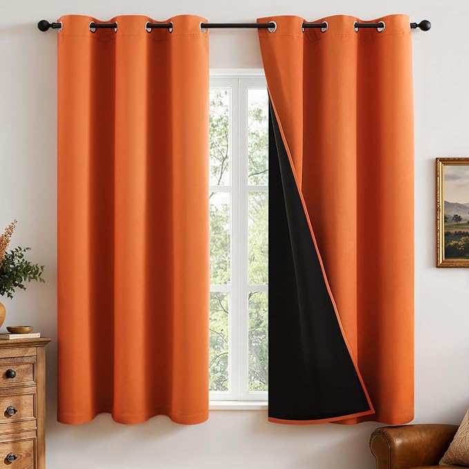 MIULEE Fall Orange 100% Blackout Curtains by MIULEE