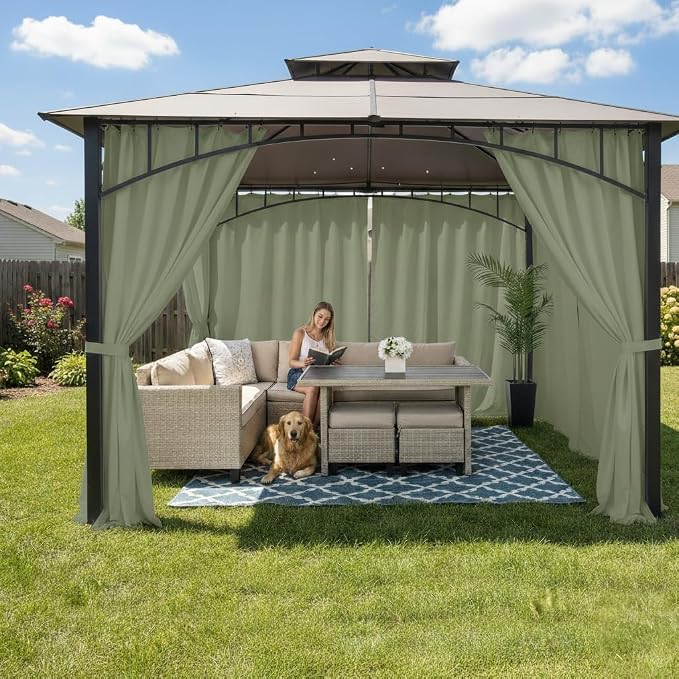 Outdoor Curtains for Patio Waterproof Rod Pocket 6 Pcs 54x95 Sage Green | - Image 2