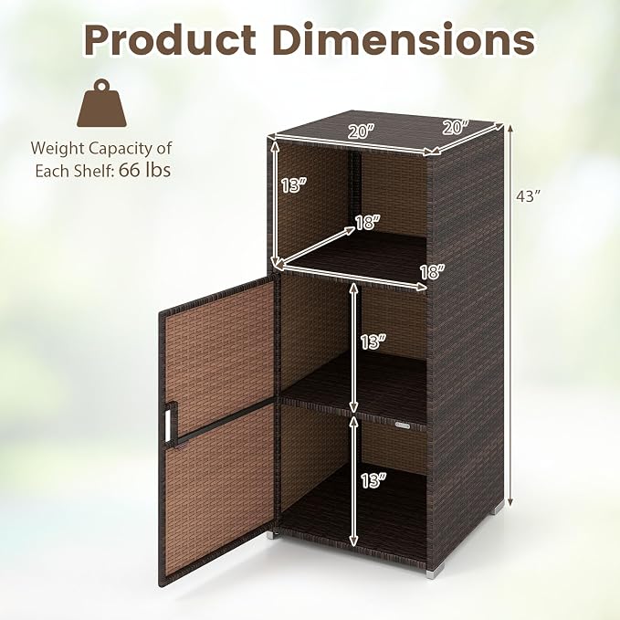 Tangkula Rattan Outdoor Storage Cabinet - Image 6