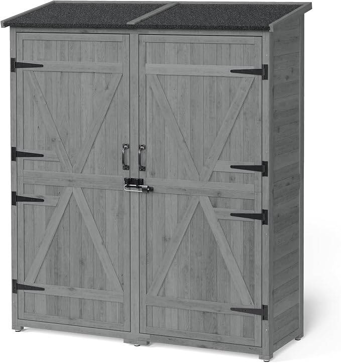 Gizoon Outdoor Cabinet, Waterproof Roof, Double Lockable Wooden Shed | 2 - Image 9