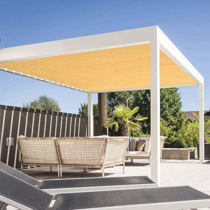 Eden's Decor Straight Flat-Edged Sun Shade Sail Rectangular 5' x 10' Wheat - Image 5