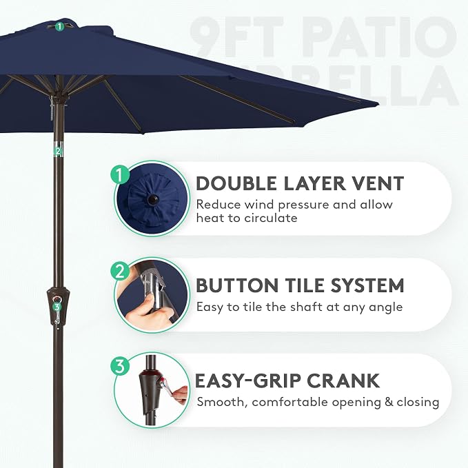JEAREY 10 ft Outdoor Patio Umbrella w/Tilt and Crank - Image 2