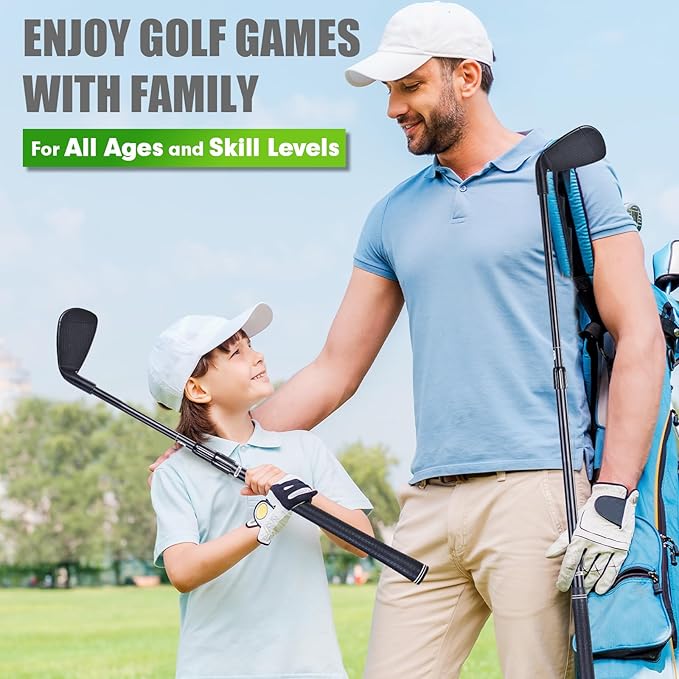 Plastic Golf Club Collapsible - Right Hand for Game & Travel, Golf Chiper Game Club for Junior, Adults Indoor Outdoor Golf Training Bucket Pong Velcro Games for Family, Hit Plastic Foam Balls -1PCS