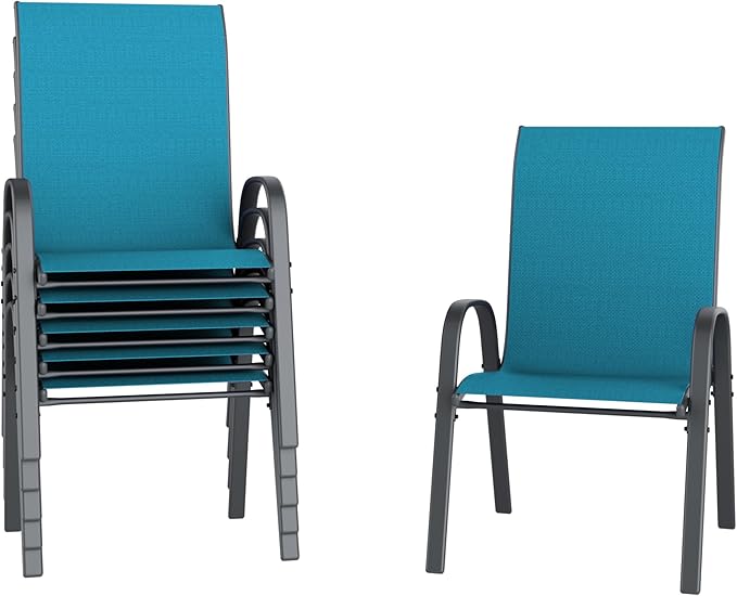Amopatio Patio Chairs Set of 6, Outdoor Stackable Dining Chairs by Amopatio