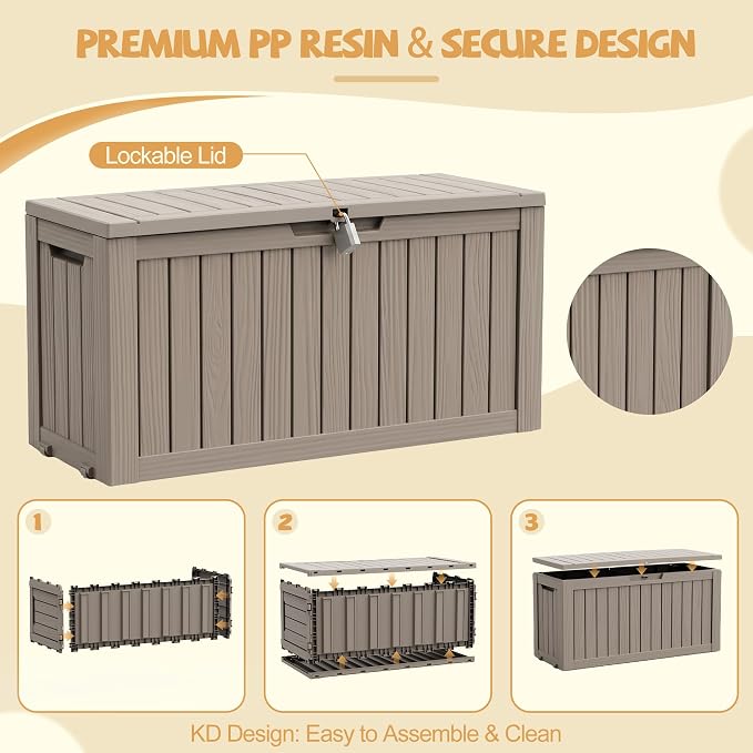 Outdoor Storage Box Waterproof, 150 Gal Gen 2 Resin Deck Box - Image 8
